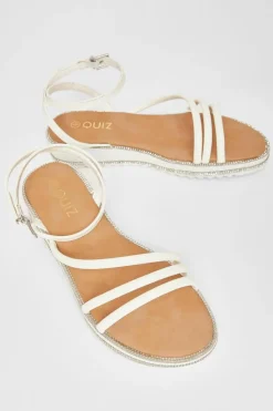 Sandals*Quiz Strappy Flat Sandals White