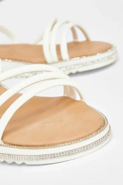 Sandals*Quiz Strappy Flat Sandals White
