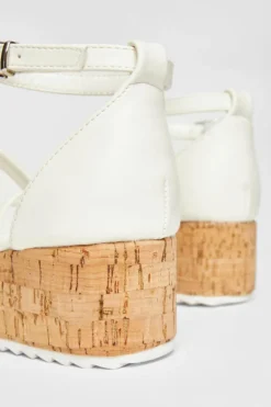 Sandals*Quiz Strappy Low Wedges White