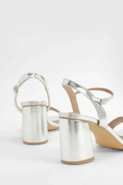 Heels*boohoo Wide Fit 2 Part Block Heels silver
