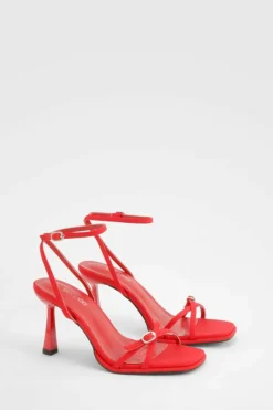 Heels*boohoo Wide Fit 2 Part Buckle Detail Heels red