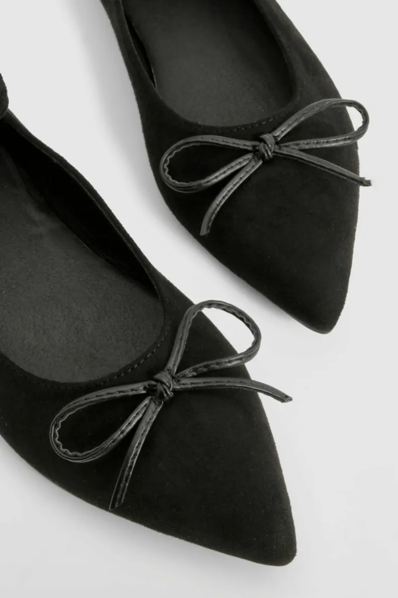 Ballet Flats|Flats*boohoo Wide Fit Ankle Strap Pointed Toe Ballerina black
