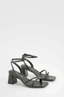 Heels*boohoo Wide Fit Asymmetric 2 Part Block Heels black