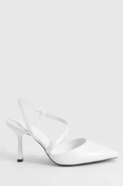 Heels*boohoo Wide Fit Asymmetric Court Shoes white