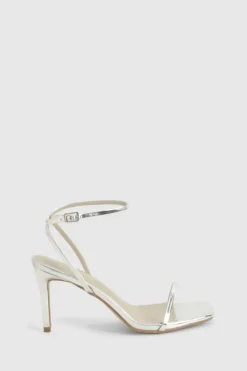 Heels*boohoo Wide Fit Barely There Low Stiletto Heels silver
