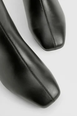 Heels|Heeled Boots*boohoo Wide Fit Basic Low Block Heel Shoe Boot black