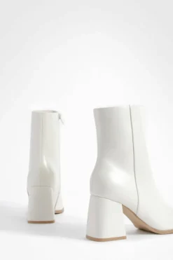 Heels|Heeled Boots*boohoo Wide Fit Block Heel Ankle Boots ecru