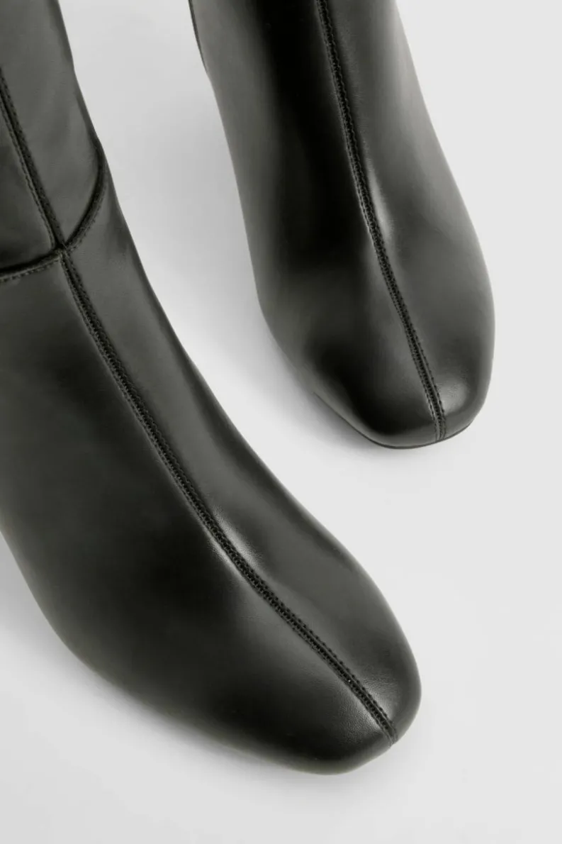 Heels|Over The Knee Boots*boohoo Wide Fit Block Heel Knee High Boots black