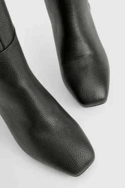 Heels|Over The Knee Boots*boohoo Wide Fit Block Heel Knee High Boot black