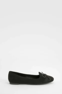 Ballet Flats|Flats*boohoo Wide Fit Bow Basic Slipper Ballet Flats black