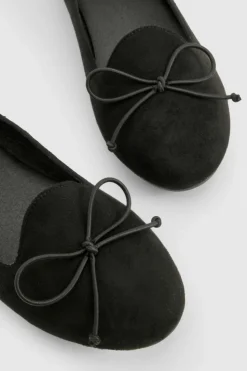 Ballet Flats|Flats*boohoo Wide Fit Bow Basic Slipper Ballet Flats black