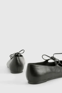 Flats*boohoo Wide Fit Bow Detail Pointed Flats black