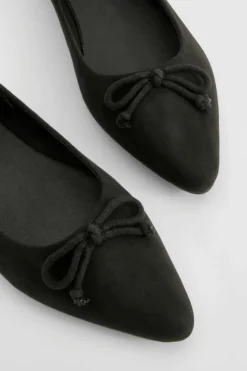 Ballet Flats|Flats*boohoo Wide Fit Bow Pointed Toe Ballerina black