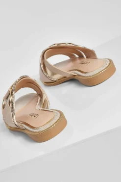 Sandals*boohoo Wide Fit Buckle Detail Mule beige
