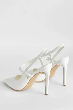 Heels*boohoo Wide Fit Buckle Detail Sling Back Court Heel white
