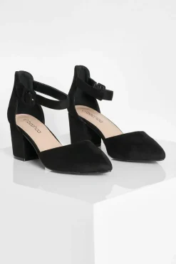 Flats|Heels*boohoo Wide Fit Buckled Block Heel Ballet black