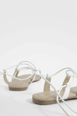 Sandals*boohoo Wide Fit Caged Gladiator Sandals white