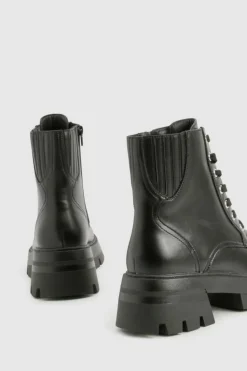 Chunky Boots|Biker Boots*boohoo Wide Fit Chunky Lace Up Hiker Boots black
