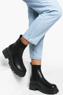 Chunky Boots|All Boots*boohoo Wide Fit Chunky Sole Chelsea Boots black