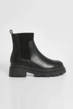 Chunky Boots|All Boots*boohoo Wide Fit Chunky Sole Chelsea Boots black