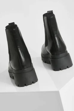 Chunky Boots|All Boots*boohoo Wide Fit Chunky Sole Chelsea Boots black