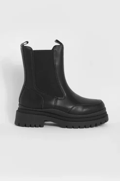 Chunky Boots|All Boots*boohoo Wide Fit Chunky Wave Sole Chelsea Boots black