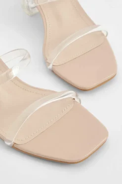 Heels*boohoo Wide Fit Clear Low Block Heeled Mules nude