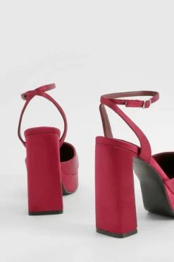 Heels*boohoo Wide Fit Closed Toe Platform Heels burgundy