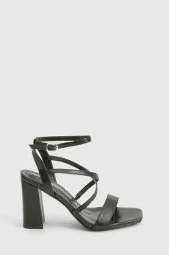 Heels*boohoo Wide Fit Cross Over Detail Block Heel black