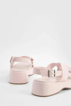 Sandals*boohoo Wide Fit Cross Strap Platform Sandals pink