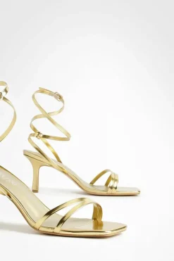Heels*boohoo Wide Fit Double Strap Flat Heel Sandals gold