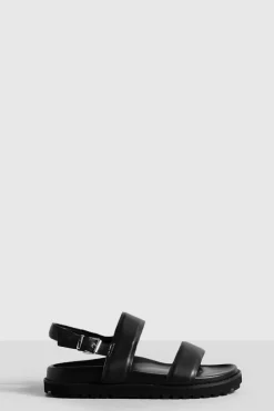 Sandals*boohoo Wide Fit Double Strap Sandals black