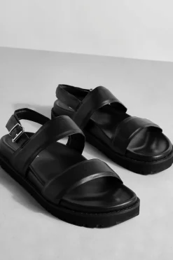 Sandals*boohoo Wide Fit Double Strap Sandals black