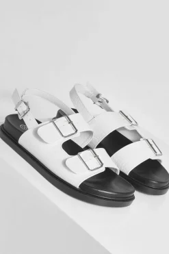 Sandals*boohoo Wide Fit Double Strap Sporty Dad Sandal white