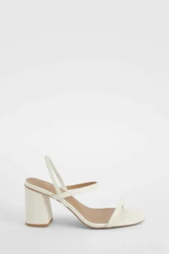 Heels*boohoo Wide Fit Elasticated 2 Part Block Heels white