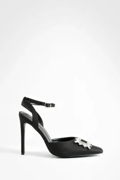 Heels*boohoo Wide Fit Embellished 2 Part Court Shoes black