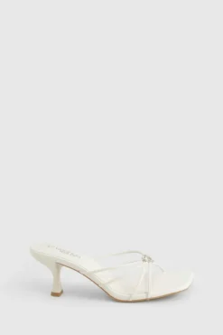 Heels*boohoo Wide Fit Embellished Heart Heeled Mules white
