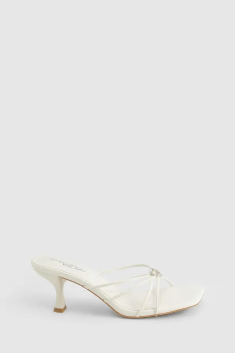 Heels*boohoo Wide Fit Embellished Heart Heeled Mules white