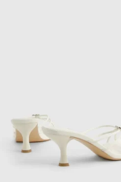 Heels*boohoo Wide Fit Embellished Heart Heeled Mules white