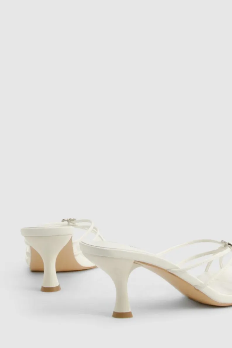 Heels*boohoo Wide Fit Embellished Heart Heeled Mules white
