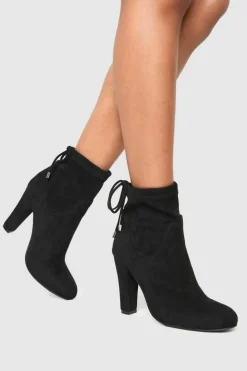 Heels|Heeled Boots*boohoo Wide Fit Faux Suede Ankle Detail Block Heeled Boots black