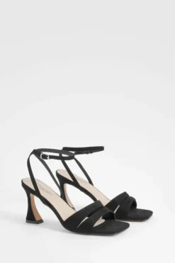 Heels*boohoo Wide Fit Faux Suede Double Strap Flare Heel 2 Part black