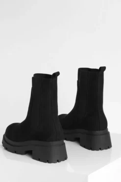 Heeled Boots|All Boots*boohoo Wide Fit Faux Suede Heeled Chelsea Boots black