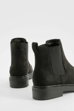 All Boots|Boots*boohoo Wide Fit Faux Suede Panel Detail Low Chelsea Boots black