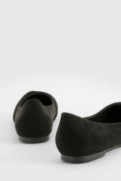 Ballet Flats|Flats*boohoo Wide Fit Faux Suede Twist Detail Ballet Flats black
