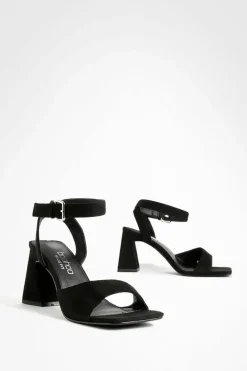 Heels*boohoo Wide Fit Flare Heel Two Part Heels black