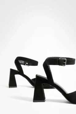 Heels*boohoo Wide Fit Flare Heel Two Part Heels black