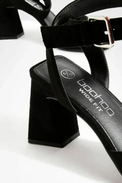 Heels*boohoo Wide Fit Flare Heel Two Part Heels black
