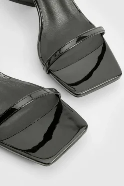 Heels*boohoo Wide Fit Flared Heel Barely There Sandals black