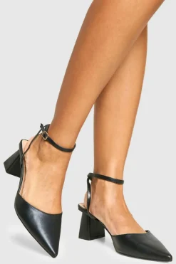 Heels*boohoo Wide Fit Flared Heel Low 2 Part Court black